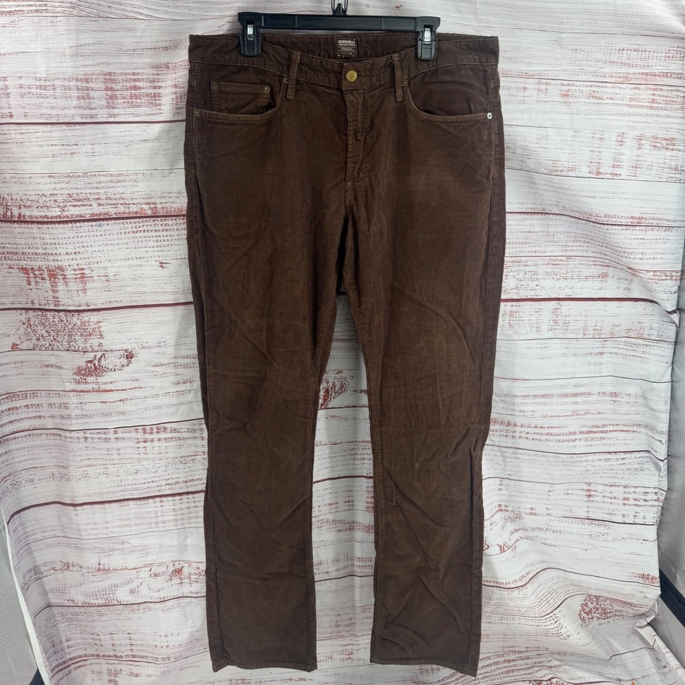 Bonobos Washed Cords Mens 36x34 Brown Straight Fit Corduroy Pants Made in USA